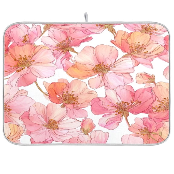 Kitchen Drying Mat Kitchen Drying Pad 16x18In Drying Dish Mat Dish Drying Mats Kitchen Countertop Multi-Function Drain Drying Mat Lovely Pink Flowers
