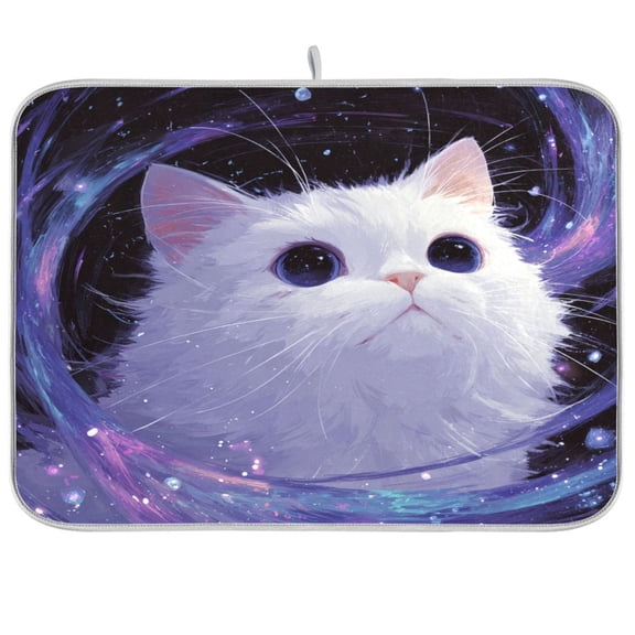 Kitchen Drying Mat Kitchen Drying Pad 16x18In Drying Dish Mat Dish Drying Mats Kitchen Countertop Multi-Function Drain Drying Mat Lovely Purple Cat