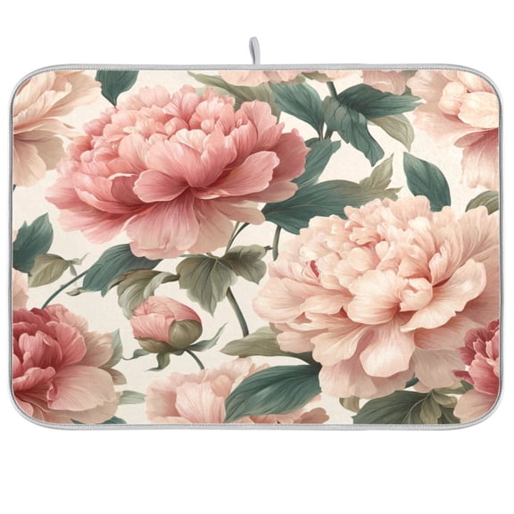 Kitchen Drying Mat Kitchen Drying Pad 16x18In Drying Dish Mat Dish Drying Mats Kitchen Countertop Multi-Function Drain Drying Mat Lovely Retro Flowers