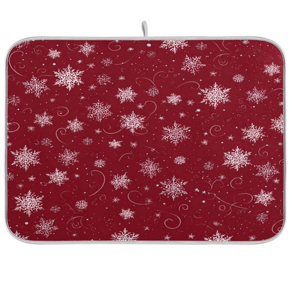 Kitchen Drying Mat Kitchen Drying Pad 16x18In Drying Dish Mat Dish Drying Mats Kitchen Countertop Multi-Function Drain Drying Mat Lovely White Snowflakes