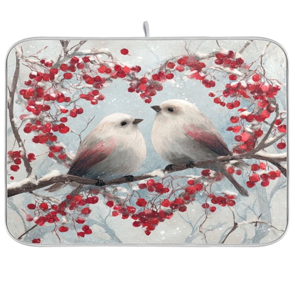 Kitchen Drying Mat Kitchen Drying Pad 16x18In Drying Dish Mat Dish Drying Mats Kitchen Countertop Multi-Function Drain Drying Mat Loving Bird