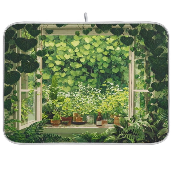 Kitchen Drying Mat Kitchen Drying Pad 16x18In Drying Dish Mat Dish Drying Mats Kitchen Countertop Multi-Function Drain Drying Mat Lush Garden Hearts