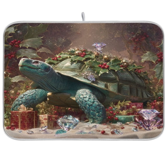 Kitchen Drying Mat Kitchen Drying Pad 16x18In Drying Dish Mat Dish Drying Mats Kitchen Countertop Multi-Function Drain Drying Mat Magical Christmas Turtle