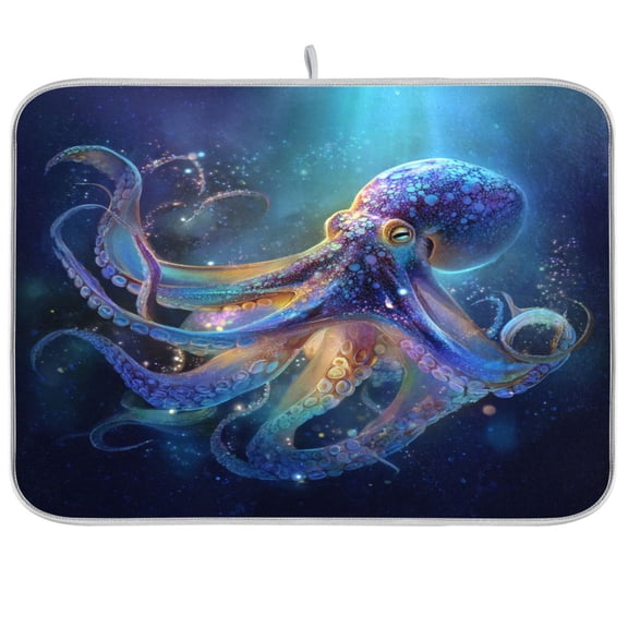 Kitchen Drying Mat Kitchen Drying Pad 16x18In Drying Dish Mat Dish Drying Mats Kitchen Countertop Multi-Function Drain Drying Mat Magical Ocean Octopus