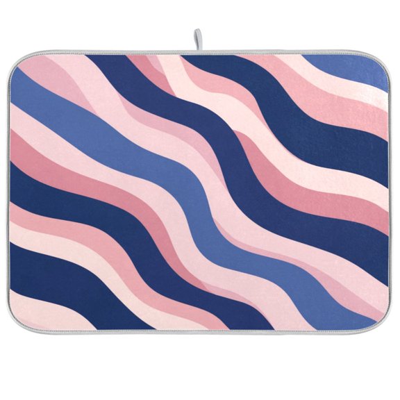 Kitchen Drying Mat Kitchen Drying Pad 16x18In Drying Dish Mat Dish Drying Mats Kitchen Countertop Multi-Function Drain Drying Mat Minimalist Wavy Stripe