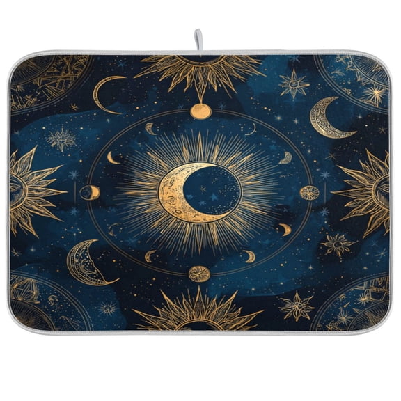 Kitchen Drying Mat Kitchen Drying Pad 16x18In Drying Dish Mat Dish Drying Mats Kitchen Countertop Multi-Function Drain Drying Mat Moon Pattern