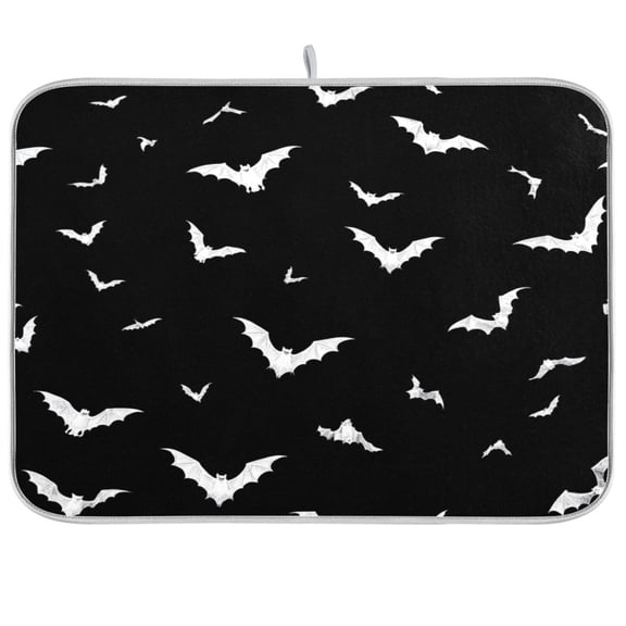 Kitchen Drying Mat Kitchen Drying Pad 16x18In Drying Dish Mat Dish Drying Mats Kitchen Countertop Multi-Function Drain Drying Mat Moonlight Bat Background