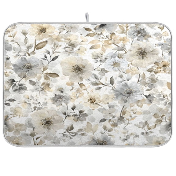 Kitchen Drying Mat Kitchen Drying Pad 16x18In Drying Dish Mat Dish Drying Mats Kitchen Countertop Multi-Function Drain Drying Mat Muted Gray Flowers Bouquet