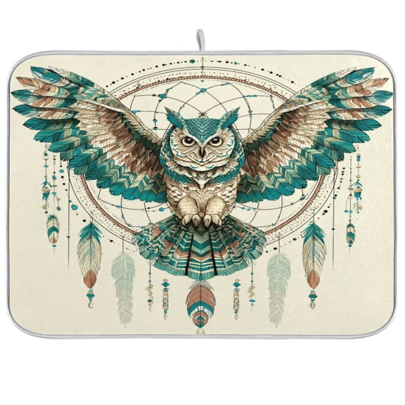 Kitchen Drying Mat Kitchen Drying Pad 16x18In Drying Dish Mat Dish Drying Mats Kitchen Countertop Multi-Function Drain Drying Mat Owl Wings Perched