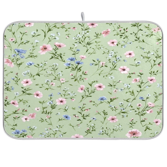 Kitchen Drying Mat Kitchen Drying Pad 16x18In Drying Dish Mat Dish Drying Mats Kitchen Countertop Multi-Function Drain Drying Mat Pastel Green Small Dots