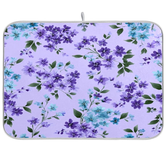 Kitchen Drying Mat Kitchen Drying Pad 16x18In Drying Dish Mat Dish Drying Mats Kitchen Countertop Multi-Function Drain Drying Mat Pastel Purple Blue Pattern