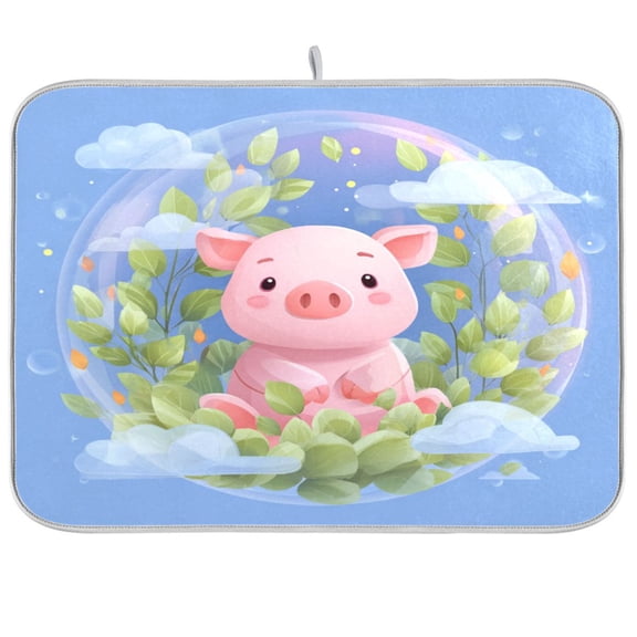 Kitchen Drying Mat Kitchen Drying Pad 16x18In Drying Dish Mat Dish Drying Mats Kitchen Countertop Multi-Function Drain Drying Mat Piglet Inside Bubble