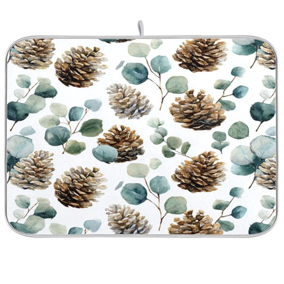 Kitchen Drying Mat Kitchen Drying Pad 16x18In Drying Dish Mat Dish Drying Mats Kitchen Countertop Multi-Function Drain Drying Mat Pinecone Pattern