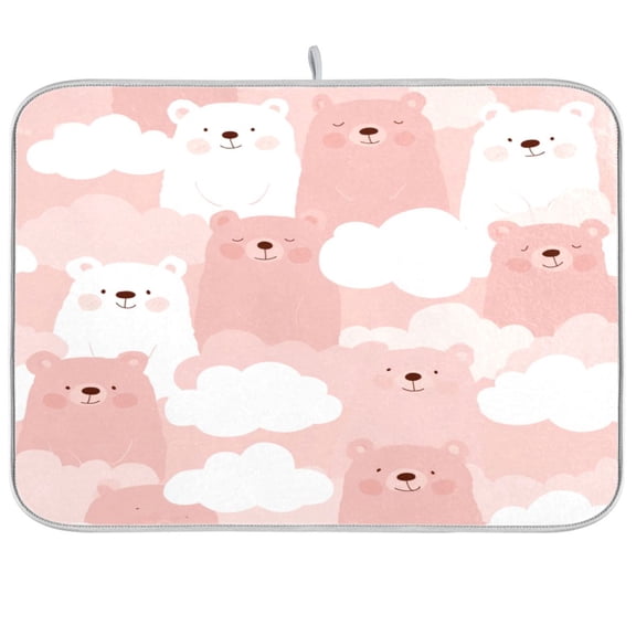 Kitchen Drying Mat Kitchen Drying Pad 16x18In Drying Dish Mat Dish Drying Mats Kitchen Countertop Multi-Function Drain Drying Mat Pink Bear Seamless