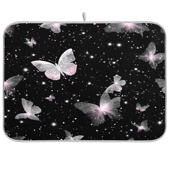 Kitchen Drying Mat Kitchen Drying Pad 16x18In Drying Dish Mat Dish Drying Mats Kitchen Countertop Multi-Function Drain Drying Mat Pink Butterfly Wings Art