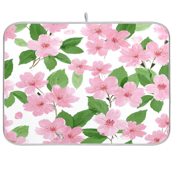 Kitchen Drying Mat Kitchen Drying Pad 16x18In Drying Dish Mat Dish Drying Mats Kitchen Countertop Multi-Function Drain Drying Mat Pink Cherry Blossom Motif
