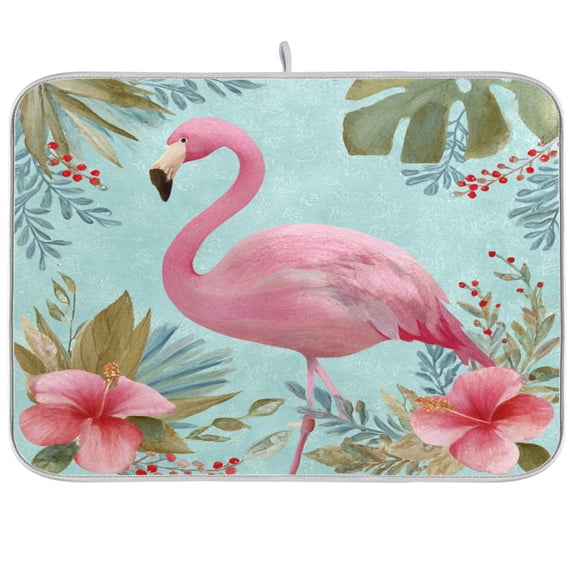 Kitchen Drying Mat Kitchen Drying Pad 16x18In Drying Dish Mat Dish Drying Mats Kitchen Countertop Multi-Function Drain Drying Mat Pink Flamingo