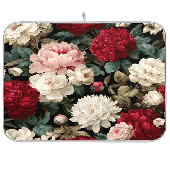Kitchen Drying Mat Kitchen Drying Pad 16x18In Drying Dish Mat Dish Drying Mats Kitchen Countertop Multi-Function Drain Drying Mat Pink Flowers Cute
