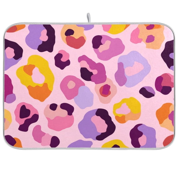 Kitchen Drying Mat Kitchen Drying Pad 16x18In Drying Dish Mat Dish Drying Mats Kitchen Countertop Multi-Function Drain Drying Mat Pink Leopard Print