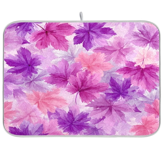 Kitchen Drying Mat Kitchen Drying Pad 16x18In Drying Dish Mat Dish Drying Mats Kitchen Countertop Multi-Function Drain Drying Mat Pink Maple Leaves