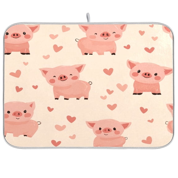 Kitchen Drying Mat Kitchen Drying Pad 16x18In Drying Dish Mat Dish Drying Mats Kitchen Countertop Multi-Function Drain Drying Mat Pink Pig Seamless