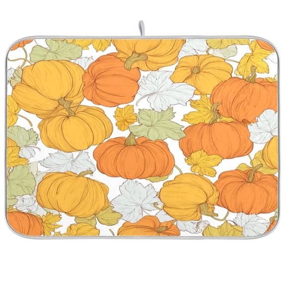 Kitchen Drying Mat Kitchen Drying Pad 16x18In Drying Dish Mat Dish Drying Mats Kitchen Countertop Multi-Function Drain Drying Mat Pumpkin Cute