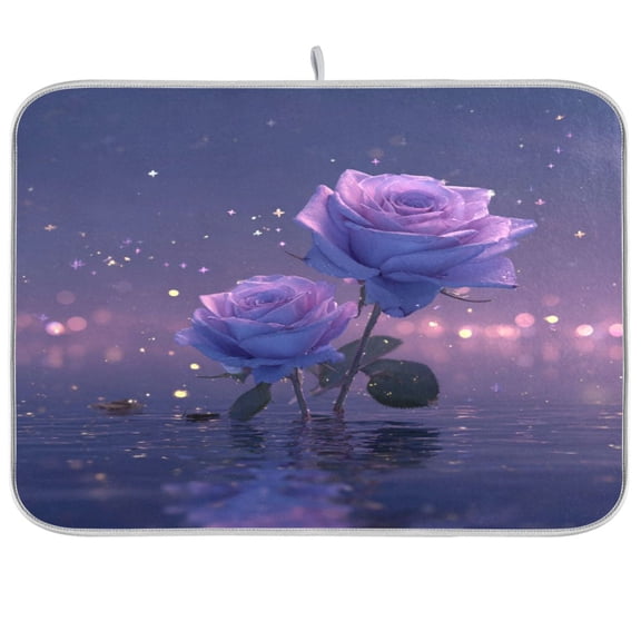 Kitchen Drying Mat Kitchen Drying Pad 16x18In Drying Dish Mat Dish Drying Mats Kitchen Countertop Multi-Function Drain Drying Mat Purple Rose