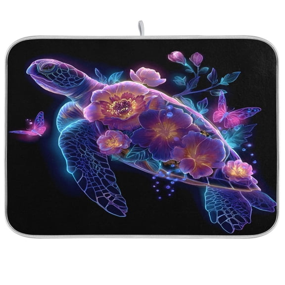 Kitchen Drying Mat Kitchen Drying Pad 16x18In Drying Dish Mat Dish Drying Mats Kitchen Countertop Multi-Function Drain Drying Mat Purple Turtle