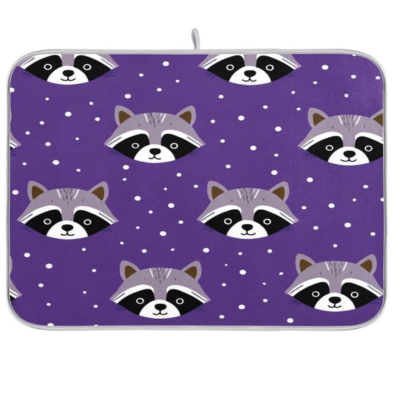 Kitchen Drying Mat Kitchen Drying Pad 16x18In Drying Dish Mat Dish Drying Mats Kitchen Countertop Multi-Function Drain Drying Mat Raccoon Face