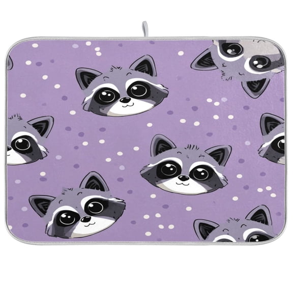 Kitchen Drying Mat Kitchen Drying Pad 16x18In Drying Dish Mat Dish Drying Mats Kitchen Countertop Multi-Function Drain Drying Mat Raccoon