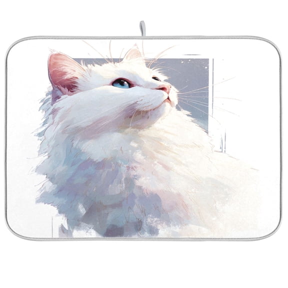 Kitchen Drying Mat Kitchen Drying Pad 16x18In Drying Dish Mat Dish Drying Mats Kitchen Countertop Multi-Function Drain Drying Mat Ragdoll Cat
