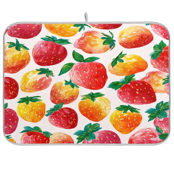 Kitchen Drying Mat Kitchen Drying Pad 16x18In Drying Dish Mat Dish Drying Mats Kitchen Countertop Multi-Function Drain Drying Mat Red Berry Watercolor Style