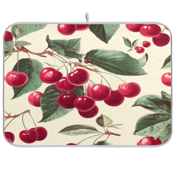 Kitchen Drying Mat Kitchen Drying Pad 16x18In Drying Dish Mat Dish Drying Mats Kitchen Countertop Multi-Function Drain Drying Mat Red Cherry Seamless