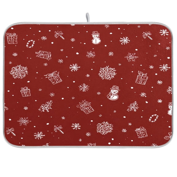 Kitchen Drying Mat Kitchen Drying Pad 16x18In Drying Dish Mat Dish Drying Mats Kitchen Countertop Multi-Function Drain Drying Mat Red Christmas Pattern
