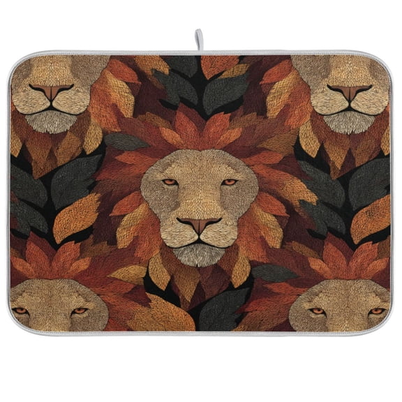 Kitchen Drying Mat Kitchen Drying Pad 16x18In Drying Dish Mat Dish Drying Mats Kitchen Countertop Multi-Function Drain Drying Mat Red Lion