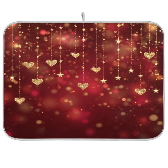 Kitchen Drying Mat Kitchen Drying Pad 16x18In Drying Dish Mat Dish Drying Mats Kitchen Countertop Multi-Function Drain Drying Mat Red Love