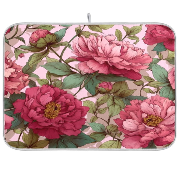 Kitchen Drying Mat Kitchen Drying Pad 16x18In Drying Dish Mat Dish Drying Mats Kitchen Countertop Multi-Function Drain Drying Mat Retro Floral