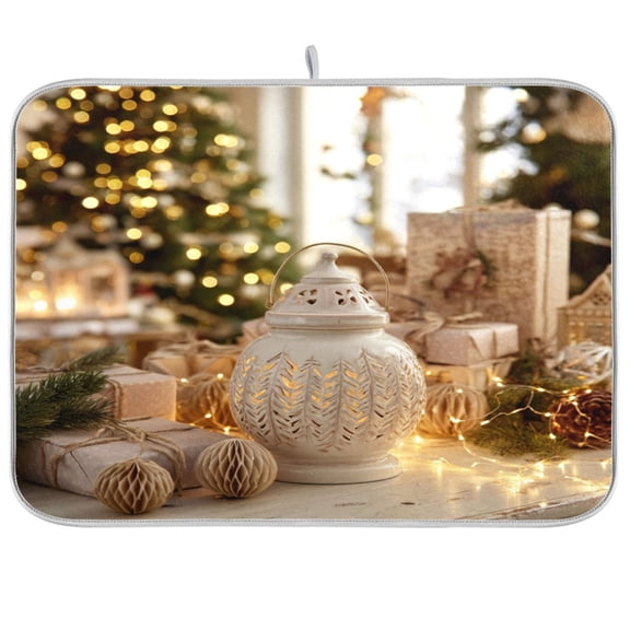 Kitchen Drying Mat Kitchen Drying Pad 16x18In Drying Dish Mat Dish Drying Mats Kitchen Countertop Multi-Function Drain Drying Mat Romantic Christmas Decorations
