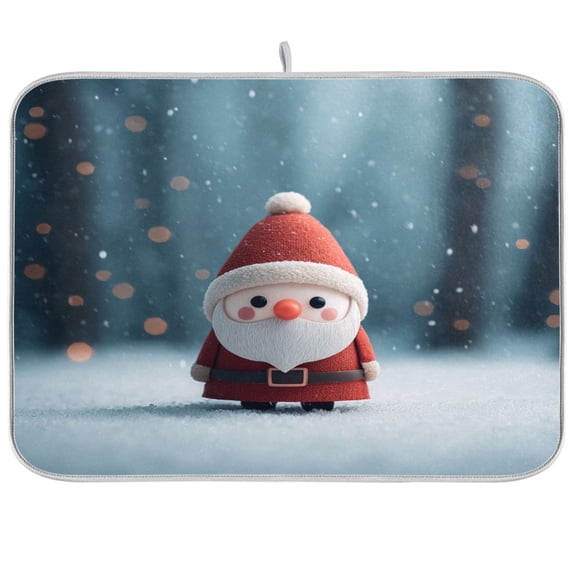 Kitchen Drying Mat Kitchen Drying Pad 16x18In Drying Dish Mat Dish Drying Mats Kitchen Countertop Multi-Function Drain Drying Mat Romantic Cute Santa Claus