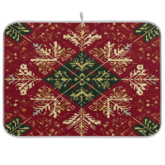 Kitchen Drying Mat Kitchen Drying Pad 16x18In Drying Dish Mat Dish Drying Mats Kitchen Countertop Multi-Function Drain Drying Mat Romantic Red Christmas
