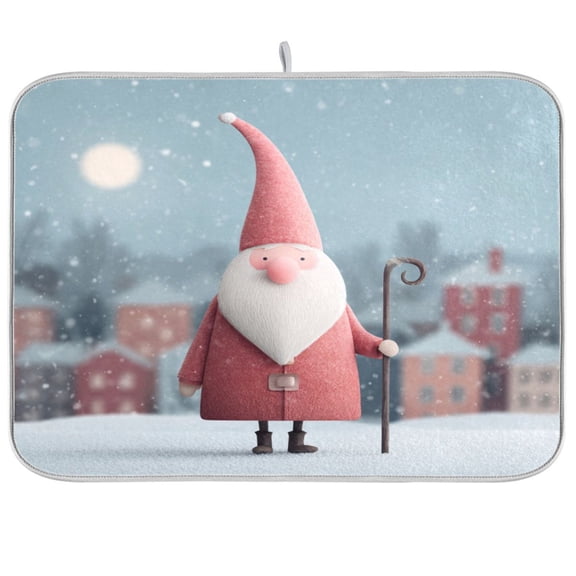 Kitchen Drying Mat Kitchen Drying Pad 16x18In Drying Dish Mat Dish Drying Mats Kitchen Countertop Multi-Function Drain Drying Mat Romantic Santa Claus Pattern