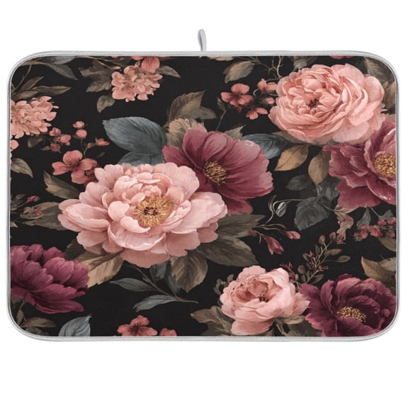 Kitchen Drying Mat Kitchen Drying Pad 16x18In Drying Dish Mat Dish Drying Mats Kitchen Countertop Multi-Function Drain Drying Mat Rose Flowers