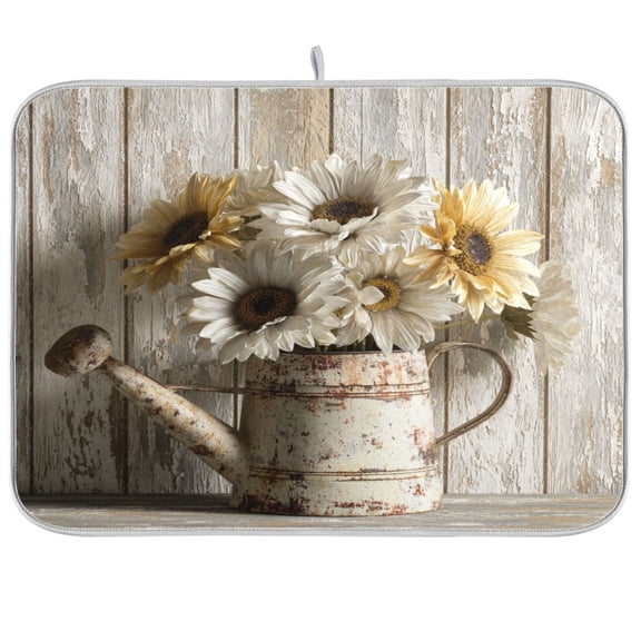 Kitchen Drying Mat Kitchen Drying Pad 16x18In Drying Dish Mat Dish Drying Mats Kitchen Countertop Multi-Function Drain Drying Mat Rustic Wooden Wreath