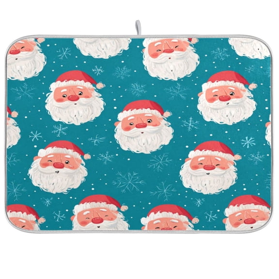 Kitchen Drying Mat Kitchen Drying Pad 16x18In Drying Dish Mat Dish Drying Mats Kitchen Countertop Multi-Function Drain Drying Mat Santa Claus Face
