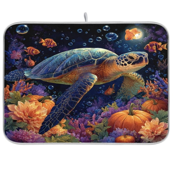 Kitchen Drying Mat Kitchen Drying Pad 16x18In Drying Dish Mat Dish Drying Mats Kitchen Countertop Multi-Function Drain Drying Mat Sea Turtle