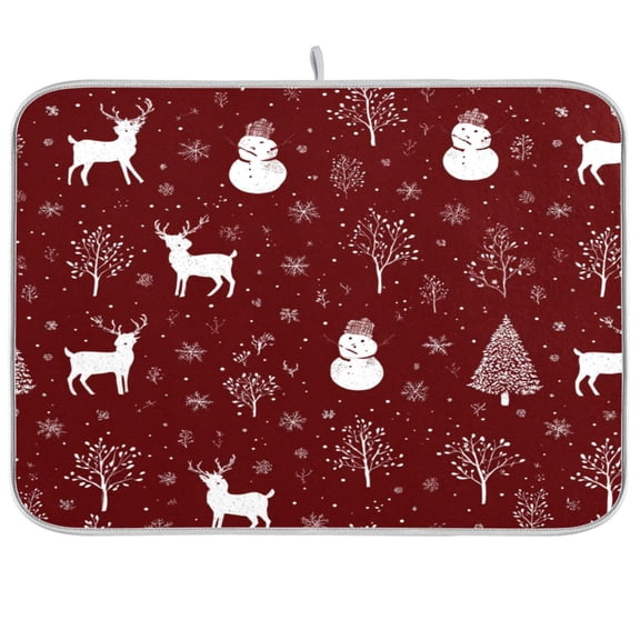 Kitchen Drying Mat Kitchen Drying Pad 16x18In Drying Dish Mat Dish Drying Mats Kitchen Countertop Multi-Function Drain Drying Mat Seamless Christmas Elements