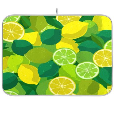 Kitchen Drying Mat Kitchen Drying Pad 16x18In Drying Dish Mat Dish Drying Mats Kitchen Countertop Multi-Function Drain Drying Mat Seamless Lemon