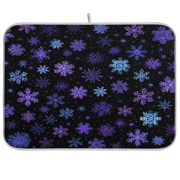 Kitchen Drying Mat Kitchen Drying Pad 16x18In Drying Dish Mat Dish Drying Mats Kitchen Countertop Multi-Function Drain Drying Mat Snowflakes Blue