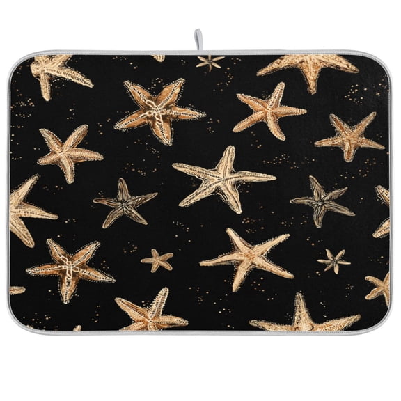 Kitchen Drying Mat Kitchen Drying Pad 16x18In Drying Dish Mat Dish Drying Mats Kitchen Countertop Multi-Function Drain Drying Mat Starfish Black Background