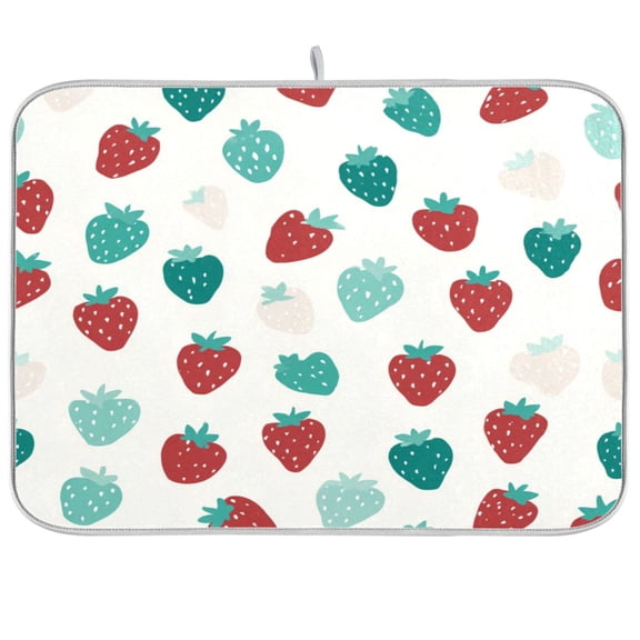Kitchen Drying Mat Kitchen Drying Pad 16x18In Drying Dish Mat Dish Drying Mats Kitchen Countertop Multi-Function Drain Drying Mat Strawberry Pattern Pastel